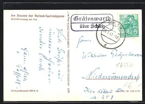 AK Landpoststempel Gräfenwarth über Schleiz