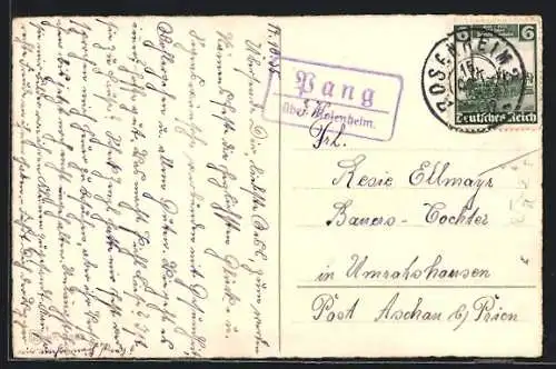 AK Landpoststempel Pang über Rosenheim
