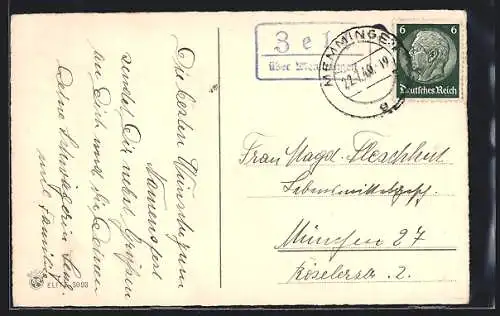 AK Landpoststempel Zell über Memmingen