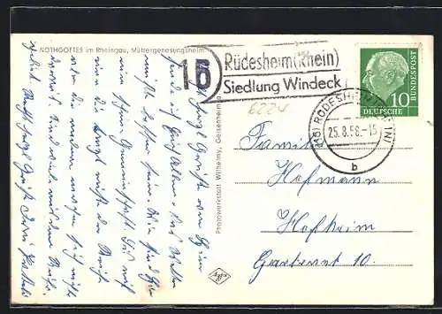 AK Landpoststempel Rüdesheim am Rhein /Siedlung Windeck