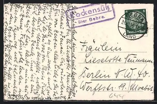 AK Landpoststempel Rockensüss über Bebra