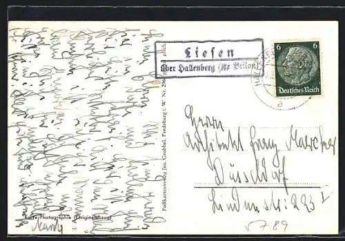 AK Landpoststempel Liesen über Hallenberg /Kr. Brilon