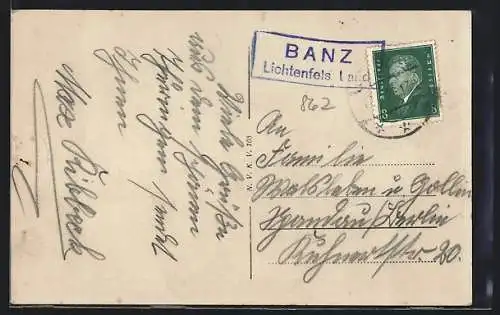AK Landpoststempel Banz, Lichtenfels Land