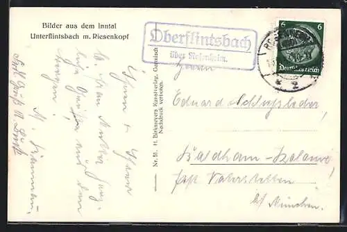 AK Landpoststempel Oberflintsbach über Rosenheim