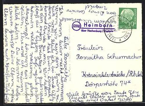 AK Landpoststempel Heimborn über Hachenburg (Westerw.)