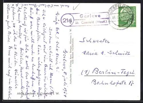 AK Landpoststempel Gerleve üb. Coesfeld (Westf.)
