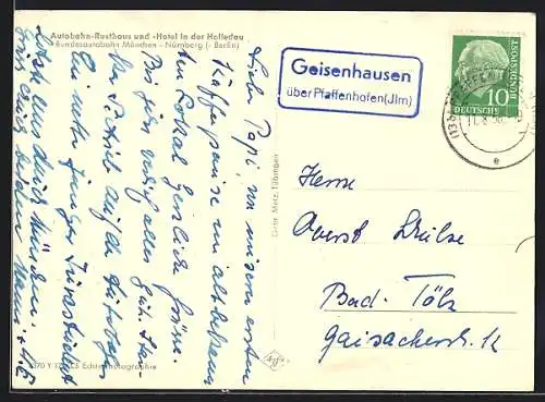 AK Landpoststempel Geisenhausen über Pfaffenhofen (Ilm)