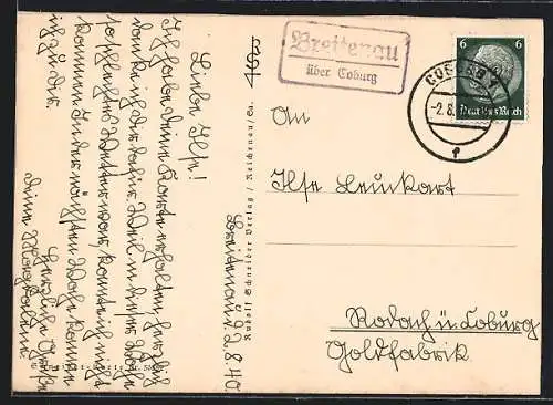 AK Landpoststempel Breitenau über Coburg