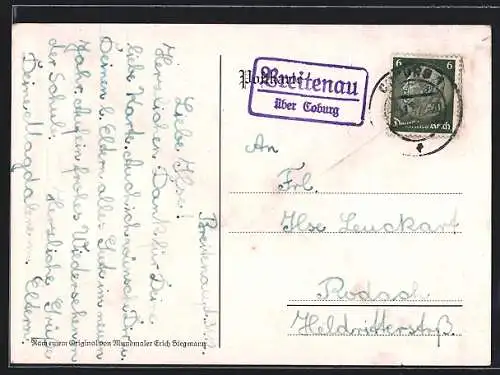 AK Landpoststempel Breitenau über Coburg