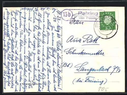 AK Landpoststempel Palzing über Freising