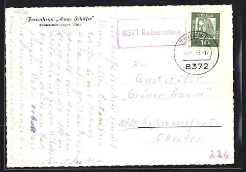 AK Landpoststempel 8371 Rabenstein