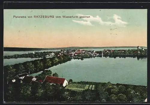 AK Ratzeburg, Ortsansicht vom Wasserturm aus