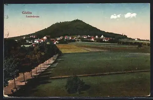 AK Görlitz, Ortsansicht an der Landeskrone