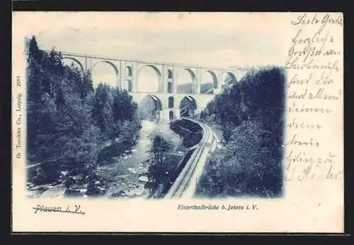 AK Plauen i. V., Elsterthalbrücke b. Joketa