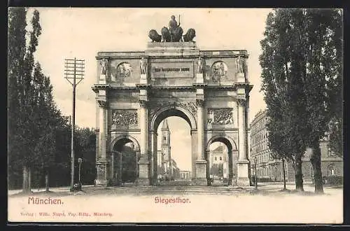 AK München, Strassenpartie am Siegesthor