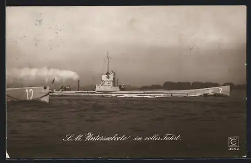 AK SM Unterseeboot in voller Fahrt an der Oberfläche