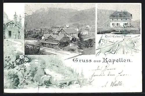 AK Kapellen, Der örtliche Bahnhof, Carl-Ludwig Haus