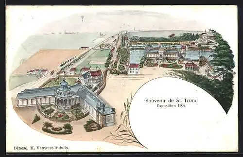 AK St. Trond, Exposition 1907, Das Ausstellungsgelände aus der Vogelschau