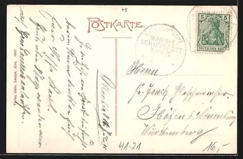 AK Kriegsschiff SMS Frithjof an einer Küste vor Anker