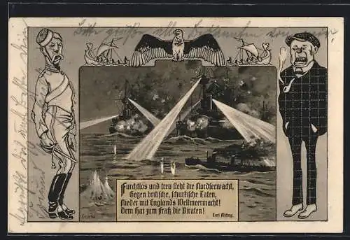 AK Nordseewacht gegen die schurkischen britischen Piraten, Propaganda 1. Weltkrieg