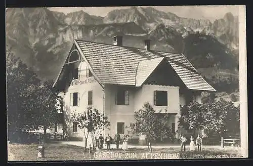 Foto-AK Mühlau, Blick auf Gasthaus Zum Alpenheim