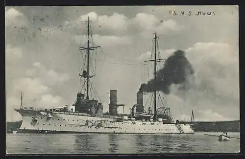 AK Kriegsschiff SMS Hansa vom Ostasiengeschwader