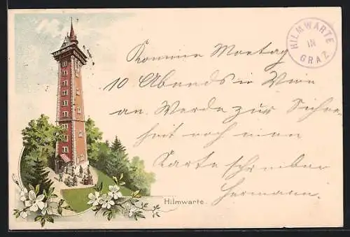 Vorläufer-Lithographie Graz, 1893, An der Hilmwarte