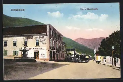 AK Rottenmann, Gasthaus zur Post in der unteren Hauptstrasse