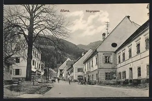 AK Aflenz, die Bürgergasse mit Geschäften