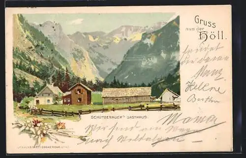 Lithographie Gusswerk, Höll, Gasthaus Schützenauer