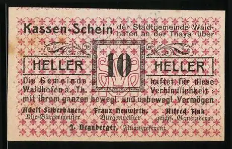 Notgeld Waidhofen a. d. Thaya 1920, 10 Heller
