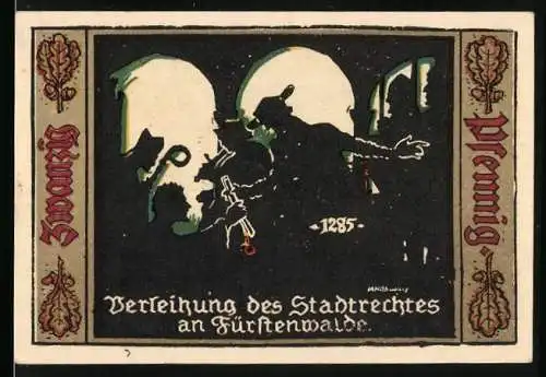 Notgeld Fürstenwalde Spree 1921, 20 Pfennig, Verleihung d. Stadtrechtes an Fürstenwalde