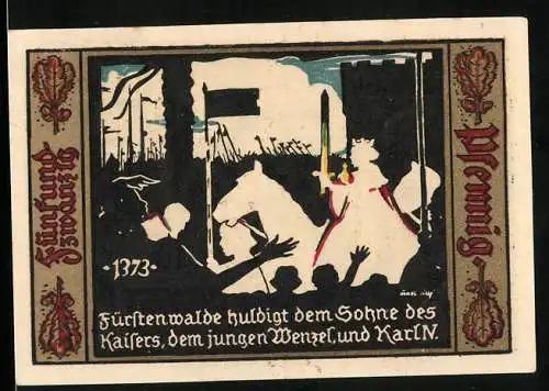 Notgeld Fürstenwalde Spree 1921, 25 Pfennig, Fürstenwalde huldigt dem Sohn des Kaisers