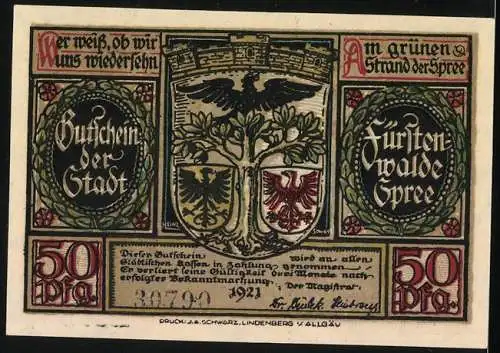 Notgeld Fürstenwalde Spree 1921, 50 Pfennig, Hussiten plündern den Dom