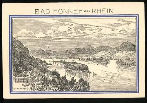 Notgeld Bad Honnef a. Rhein 1921, 99 Pfennig, Ruine Drachenfels, Ortsansicht