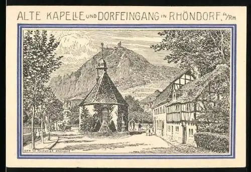 Notgeld Bad Honnef a. Rhein 1921, 99 Pfennig, Alte Kapelle u Dorfeingang in Rhöndorf a. Rhein