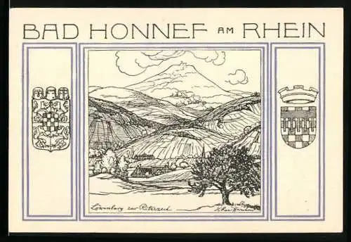 Notgeld Bad Honnef a. Rhein 1921, 99 Pfennig, Stadtwappen u. Löwenburg