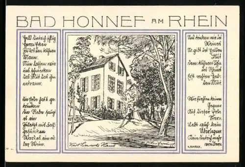 Notgeld Bad Honnef a. Rhein 1921, 99 Pfennig, Stadtwappen, Karl Simrorts Haus