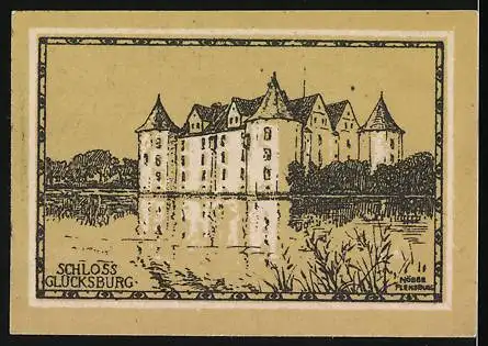 Notgeld Glücksburg 1920, 25 Pfennig, Wappen u. Schloss Glücksburg