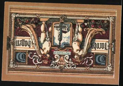 Notgeld Jacobshagen 1920, 50 Pfennig, Stadtwappen u. Kirche mit Putten