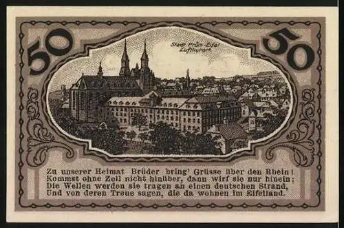 Notgeld Prüm 1921, 50 Pfennig, Bischöfliches Konvikt