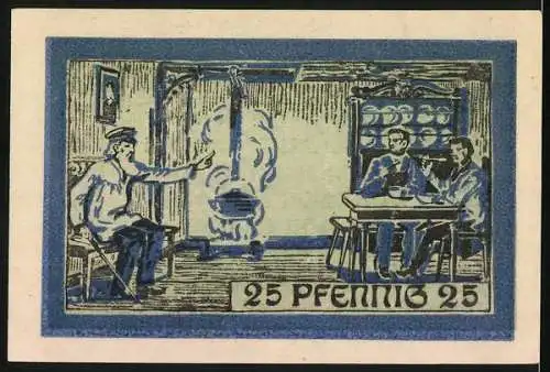 Notgeld Speicher 1921, 25 Pfennig, Alter Mann und Söhne daheim