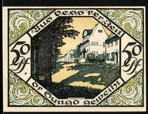 Notgeld Scheibenberg 1921, 50 Pfennig, Turnhalle