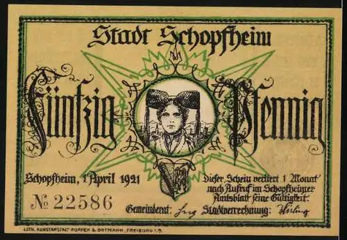Notgeld Schopfheim 1921, 50 Pfennig, Das Habermuss