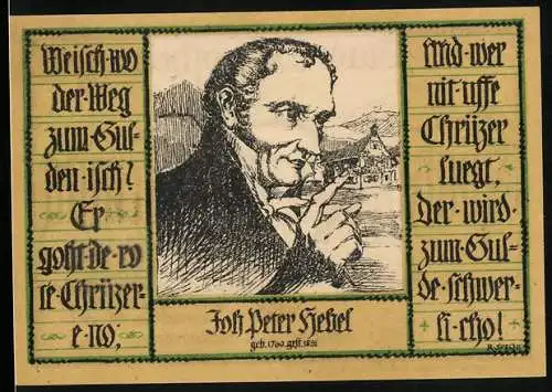 Notgeld Schopfheim 1921, 50 Pfennig, Joh. Peter Hebel