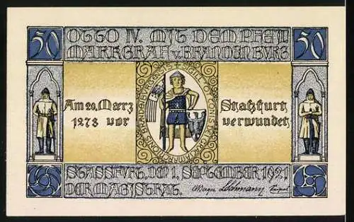 Notgeld Stassfurt 1921, 50 Pfennig, Stadtwappen