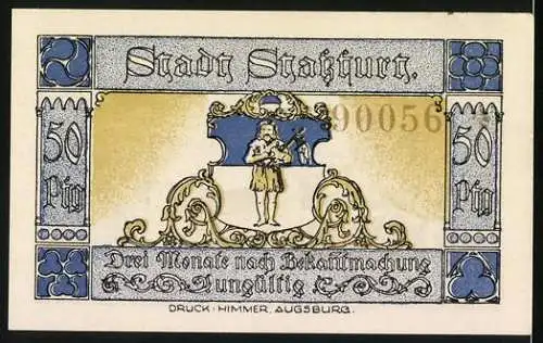 Notgeld Stassfurt 1921, 50 Pfennig, Krieger zu Pferde am Bach