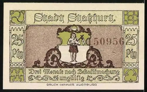 Notgeld Stassfurt 1921, 25 Pfennig, Berterich-Schacht, Festsaal