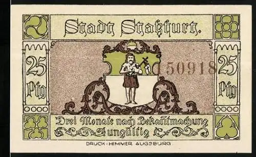 Notgeld Stassfurt 1921, 25 Pfennig, Stadtwappen