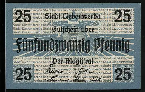 Notgeld Liebenwerda, 25 Pfennig, Stadtwappen